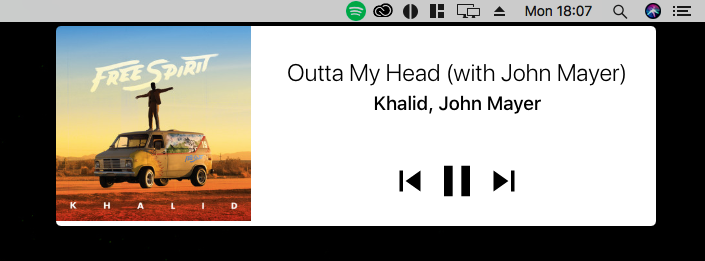 Spotify Tray Application Screenshot