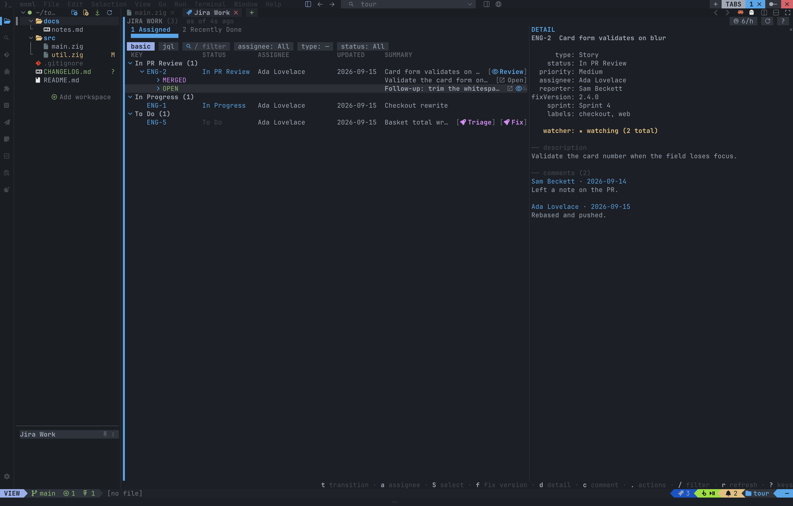 Jira in a pane