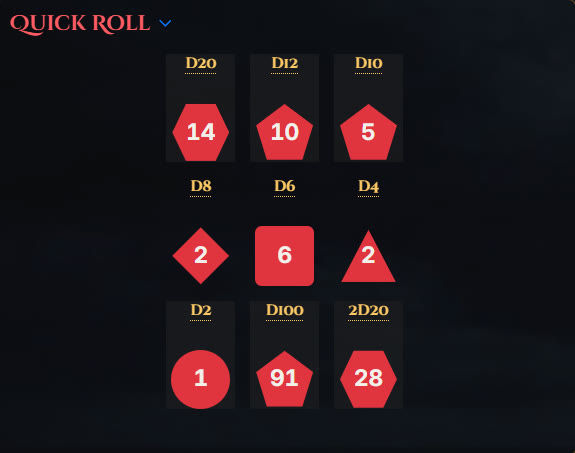 Dice Roller buttons
