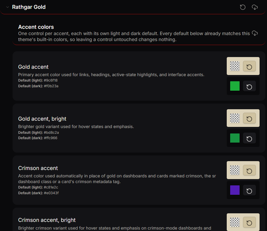 Style Settings accent color controls