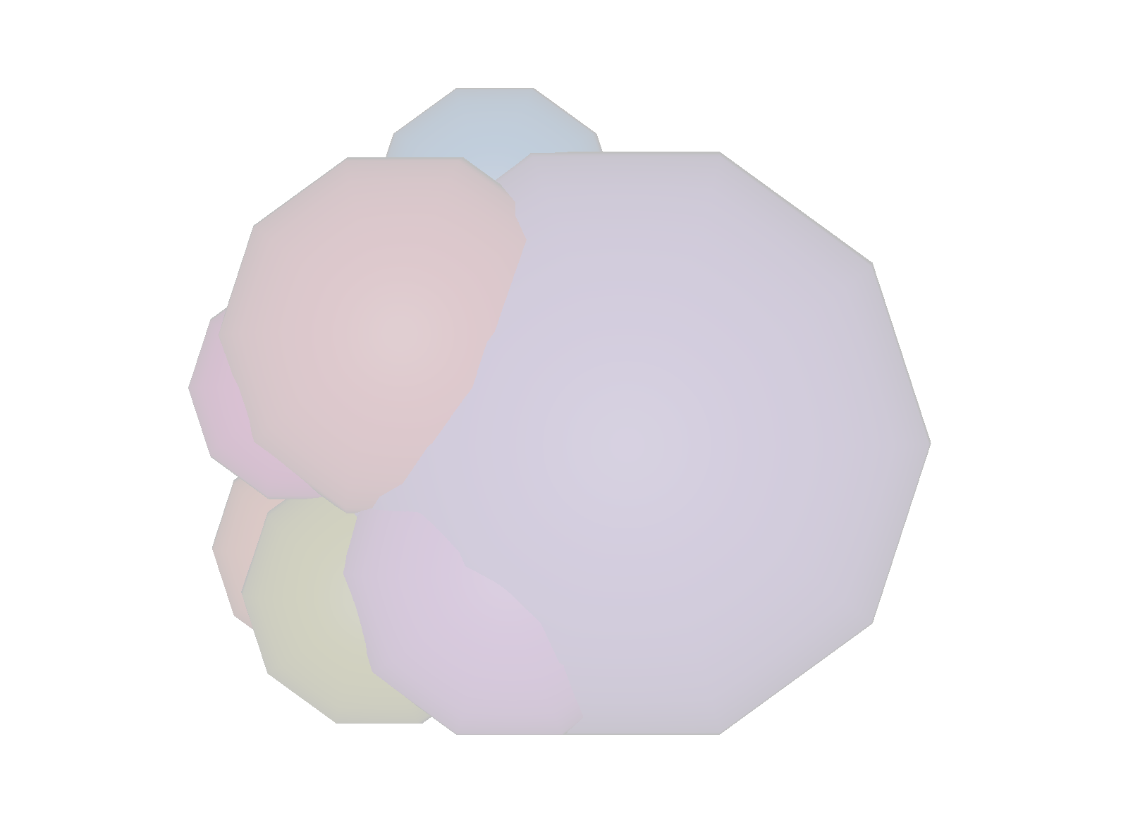Same stage with the graphView variantSet switched to summary, showing translucent cluster hulls
