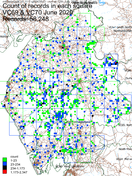 Map showing count of records in each monad