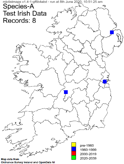 Example Irish hectad map