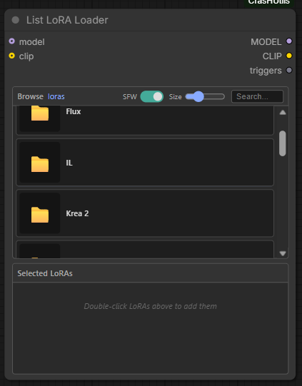 List LoRA Loader
