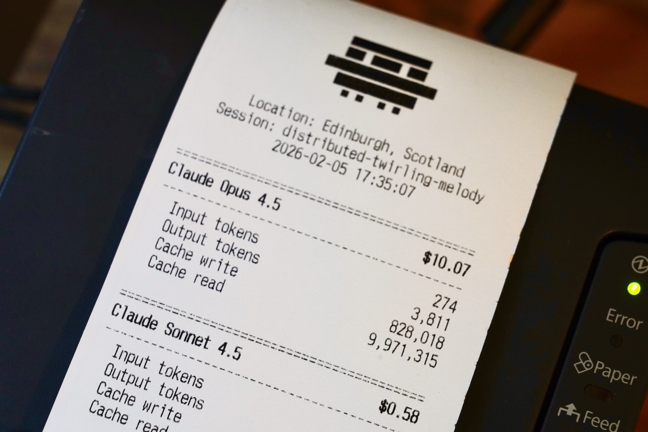 A photos of an example printed receipt