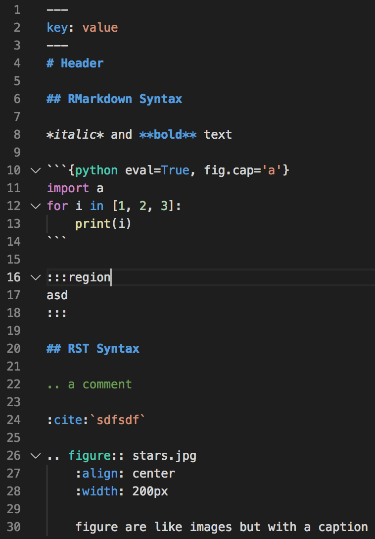 Example syntax highlighting