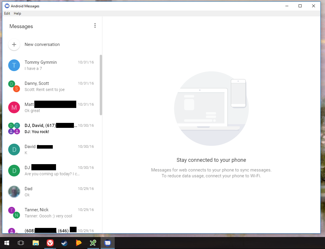 Android Messages Desktop Windows screenshot