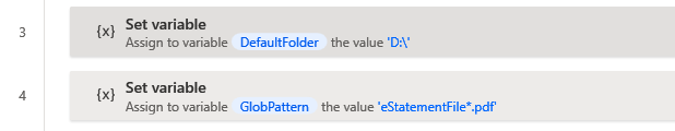 Set default variables