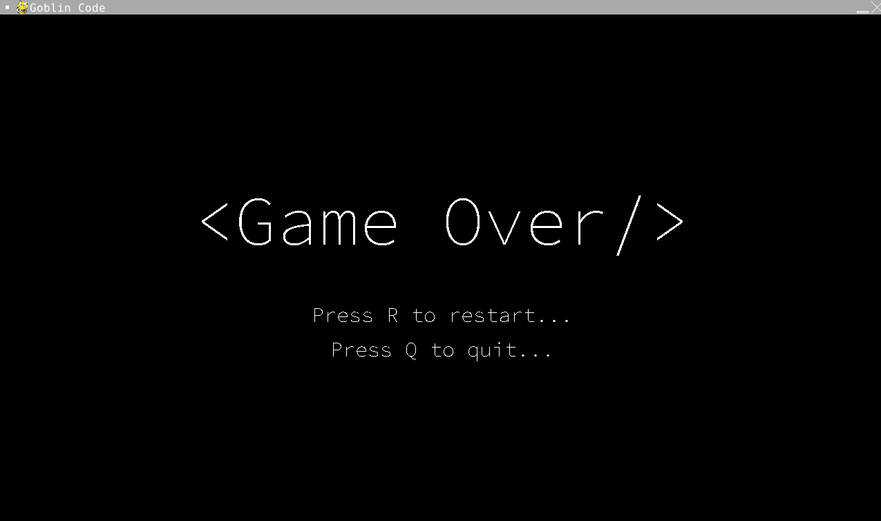Goblin Code game over menu