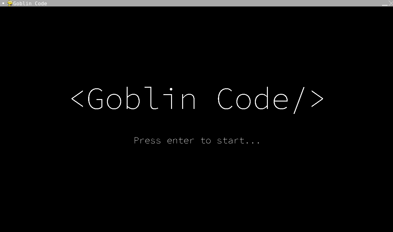 Goblin Code game start menu