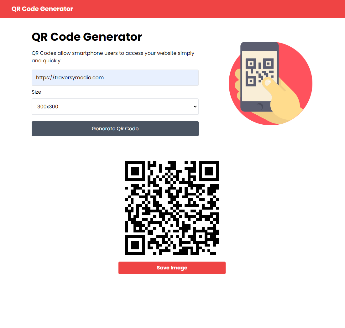 Screenshot of the QR Code Generator website