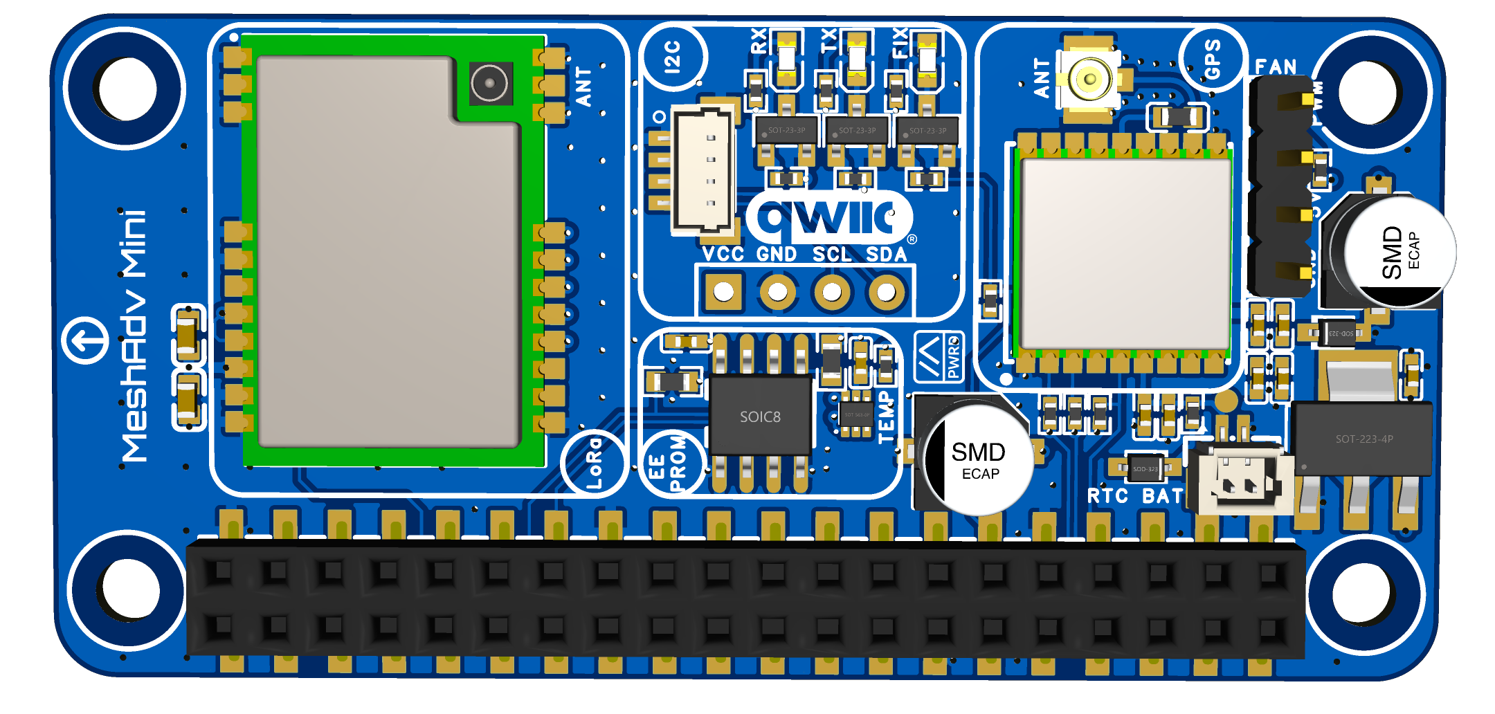 MeshAdv Mini Raspberry Pi HAT top view