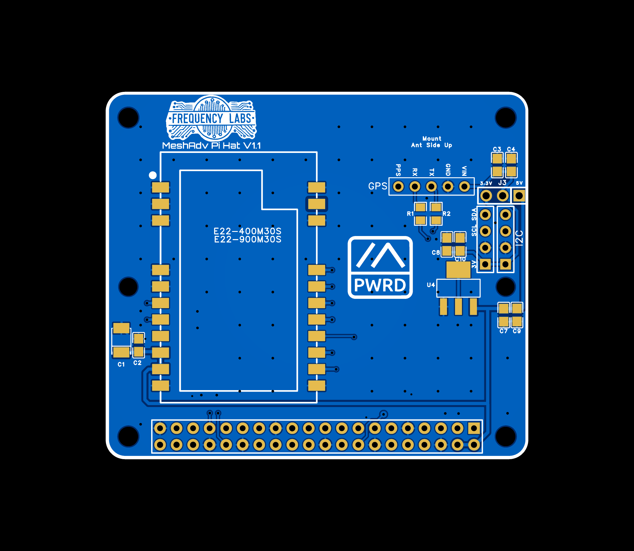 MeshAdv Pi HAT v1.1 board view