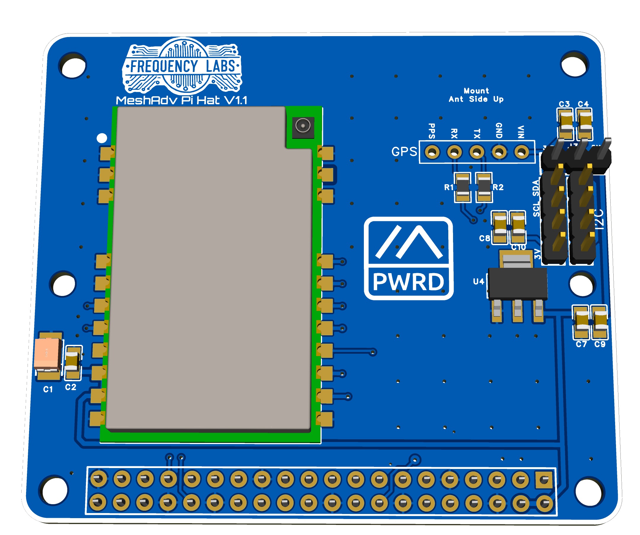 MeshAdv Pi HAT v1.1 top view