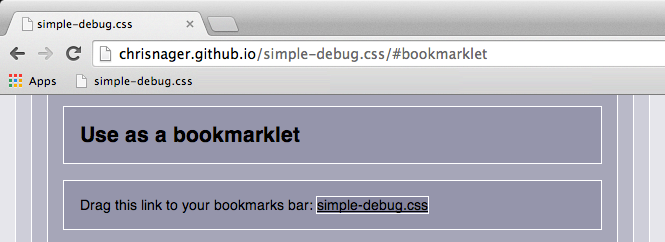 simple-debug.css bookmarklet