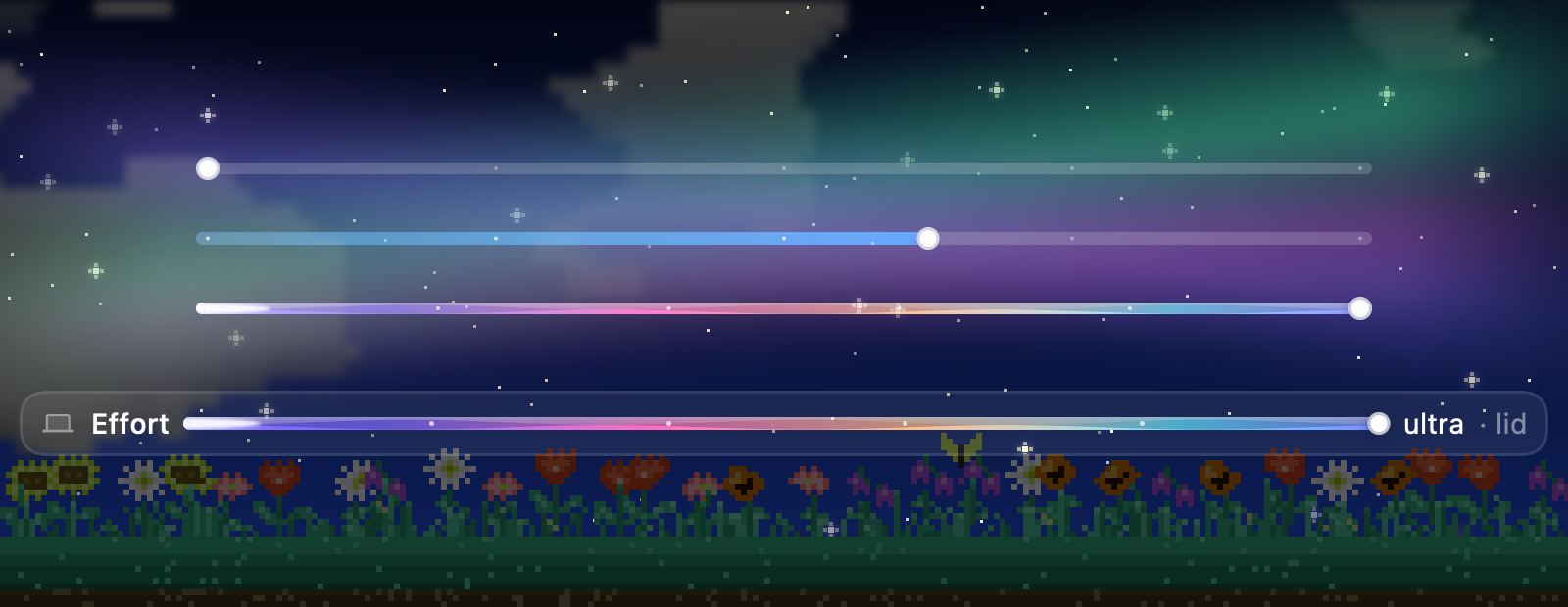 The effort bar from low to ultra, its last stretch in a shifting rainbow