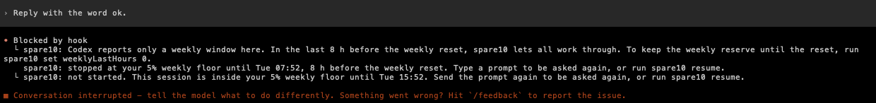 The prompt after Stop here in Codex