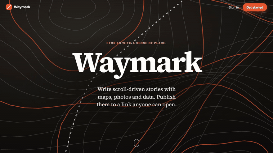 Scrolling through the Waymark welcome page