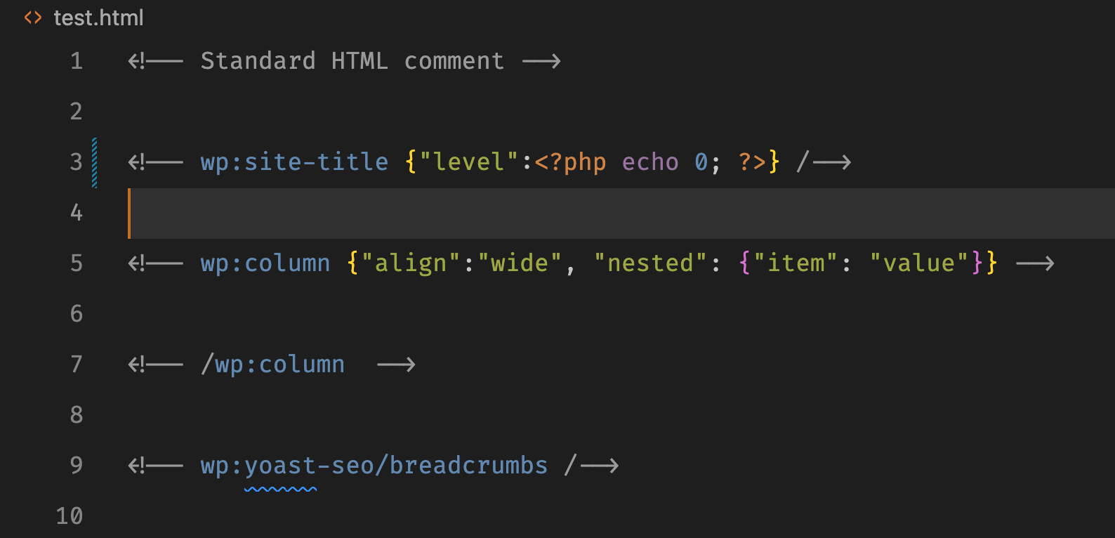 Code highlight example