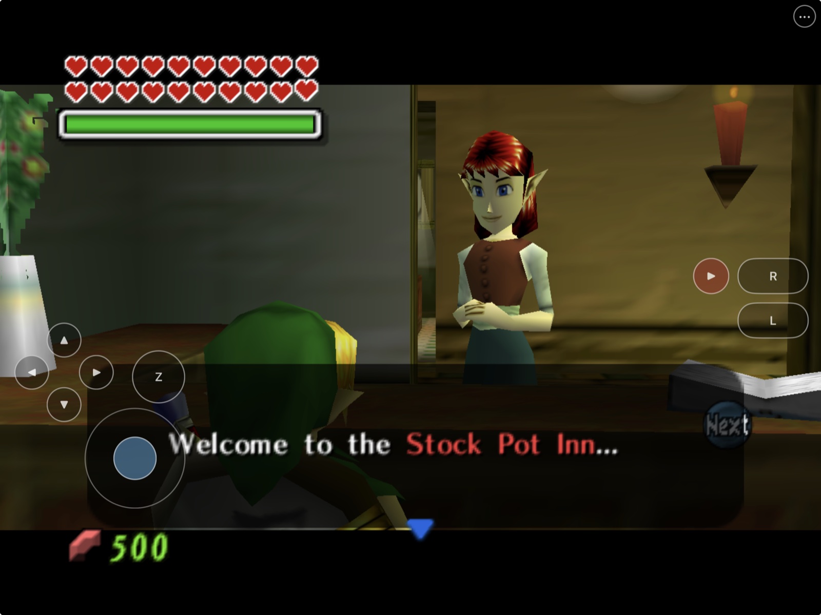 MaskPad Stock Pot Inn dialogue on a physical iPad