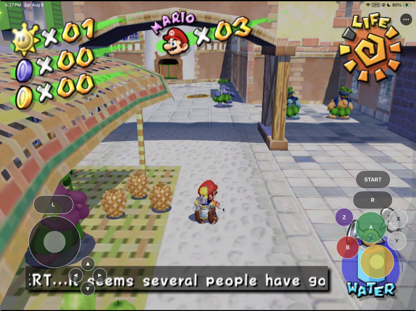 Delfino Plaza conversation with SunPad touch controls