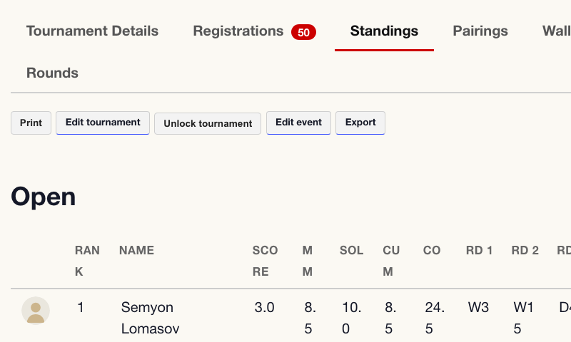 Standings