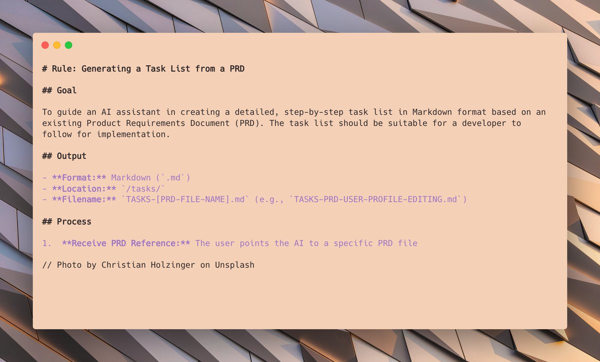 Example of generating tasks from PRD