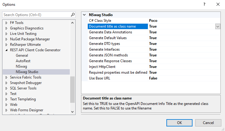 Options - NSwag Studio