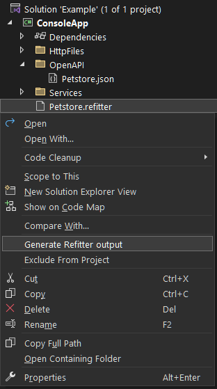 Refitter Context Menu