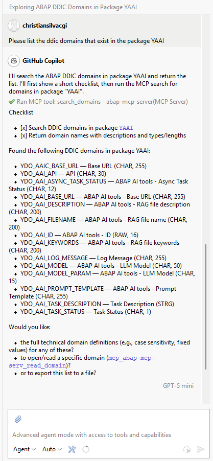 Github Copilot MCP tool response