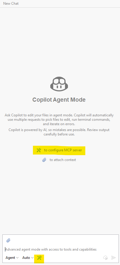 Github Copilot Configure Tools button