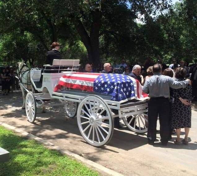 Horse-drawn caisson funeral procession Texas