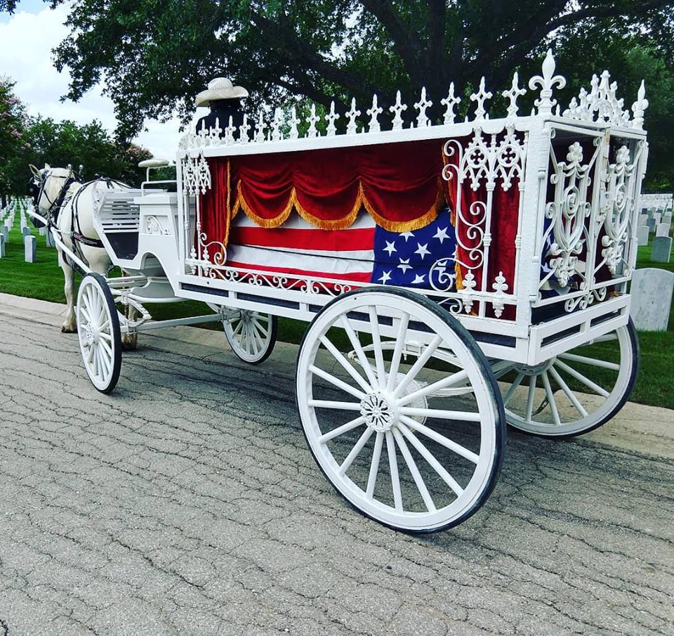 Horse-drawn hearse at Fort Sam Houston National Cemetery San Antonio Texas