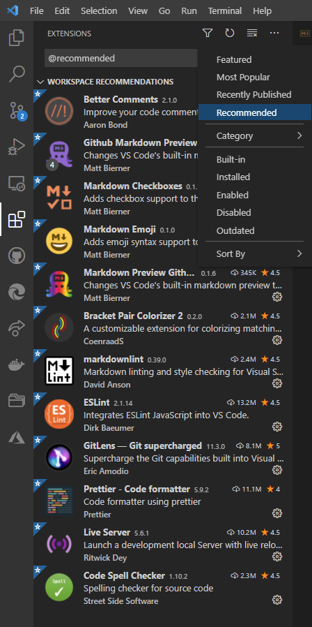 VSCode Recommended Extensions