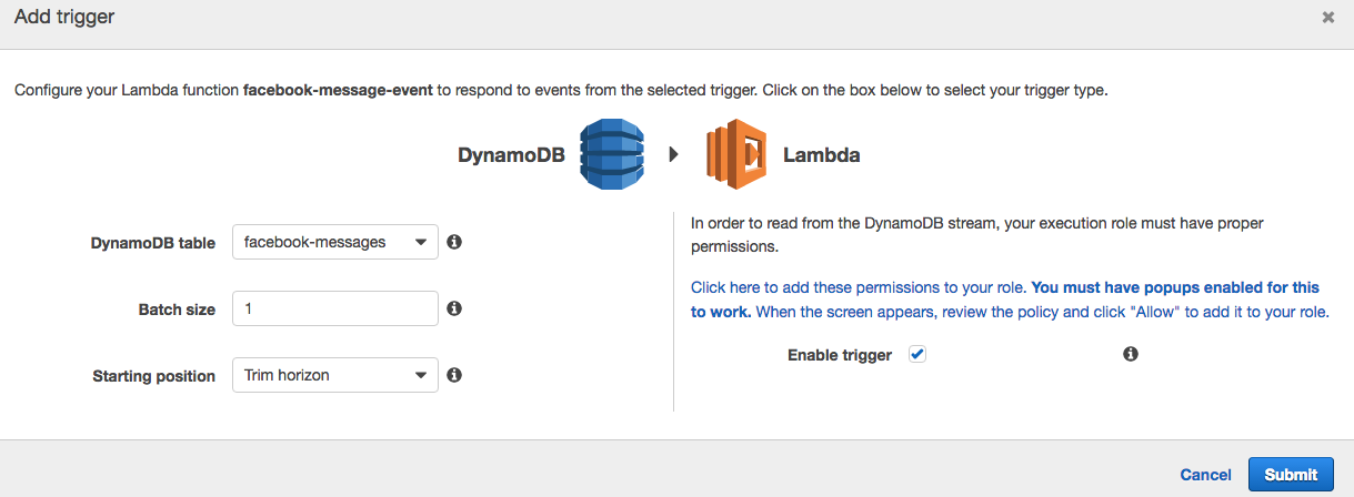 DynamoDB Streams Trigger