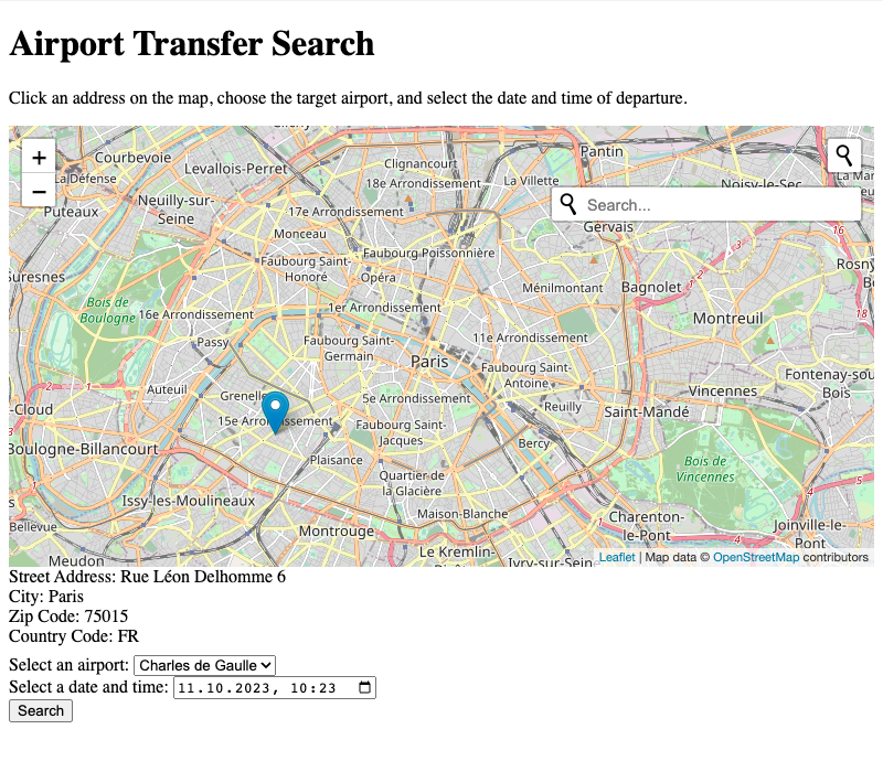 Airport Transfer App Screenshot