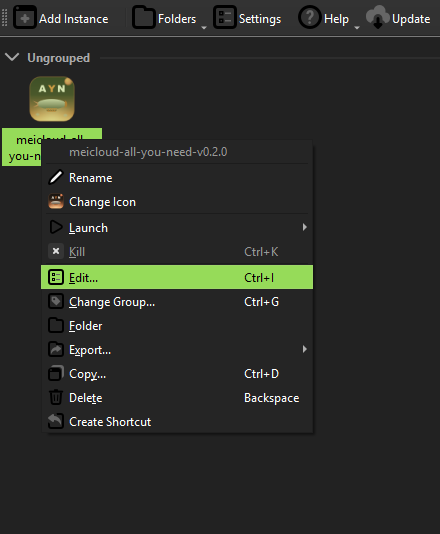 Right-click context menu with Edit highlighted