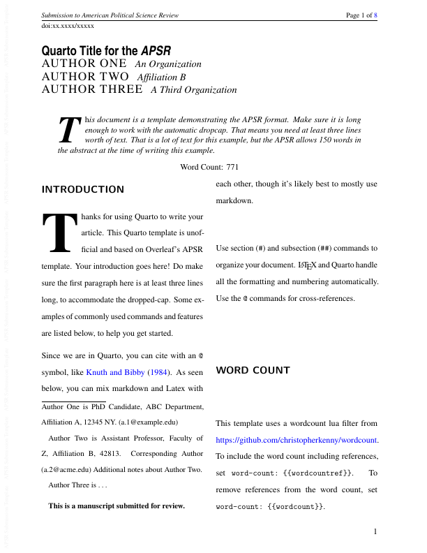 APSR first page