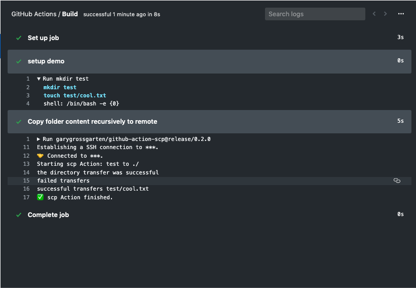 result of example ssh workflow