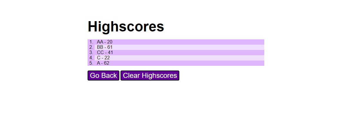 Highscore Page