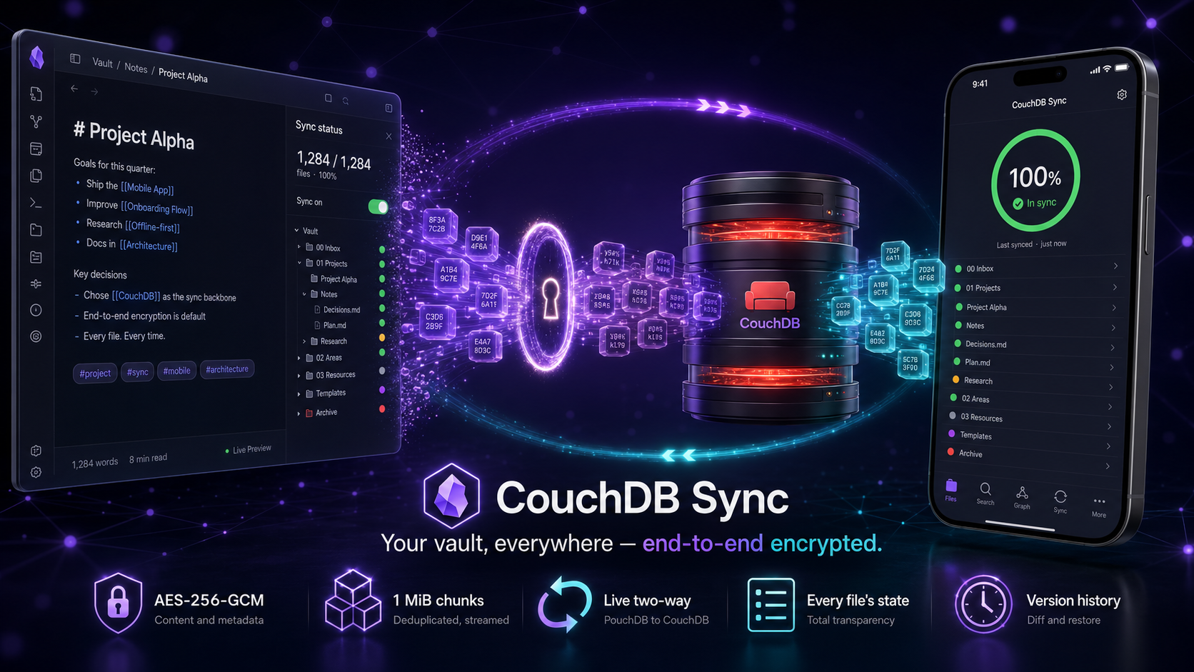 CouchDB Sync for Obsidian — your vault, everywhere, end-to-end encrypted