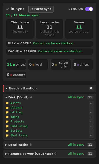 The same status panel on a phone