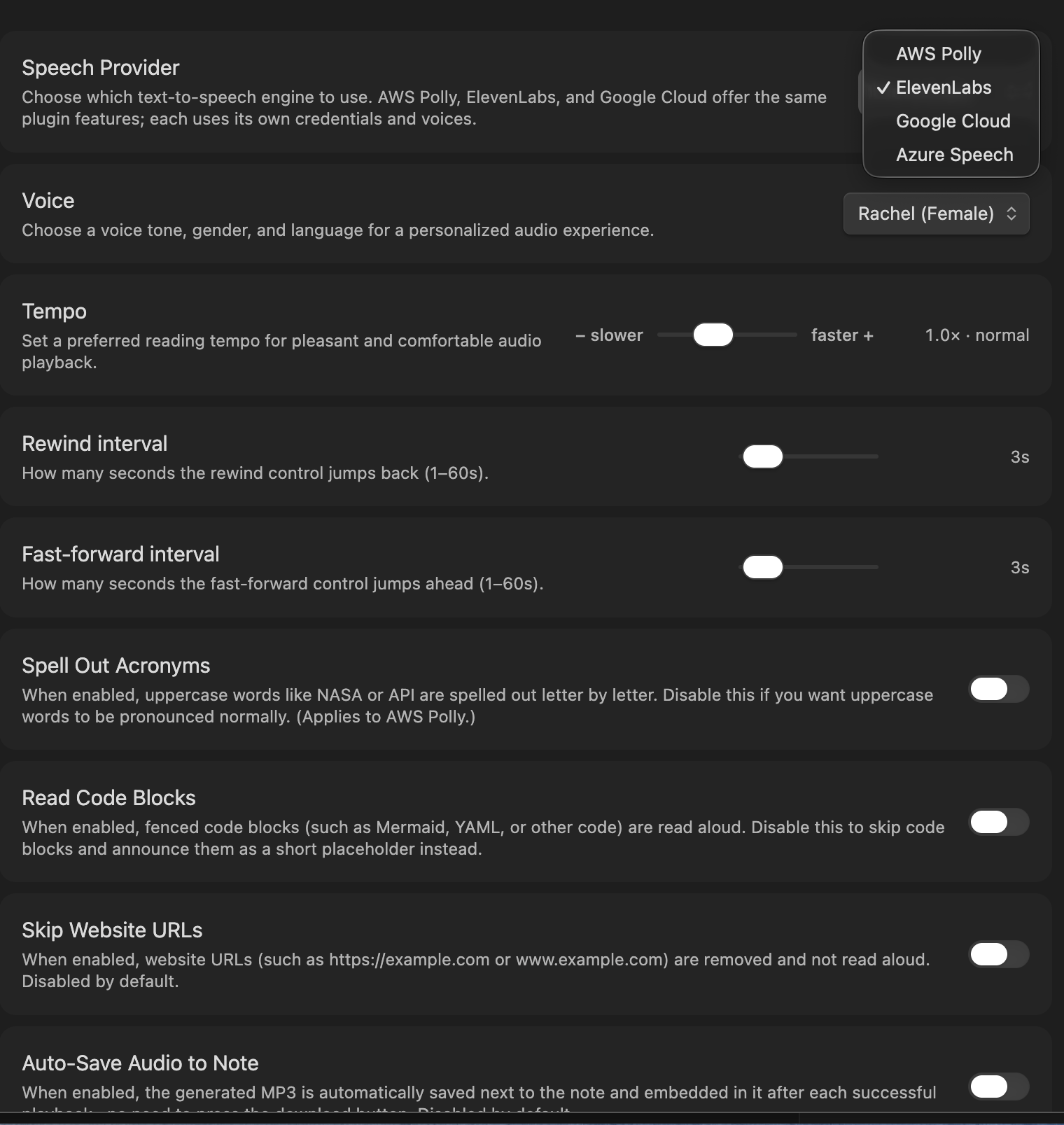 Voice settings