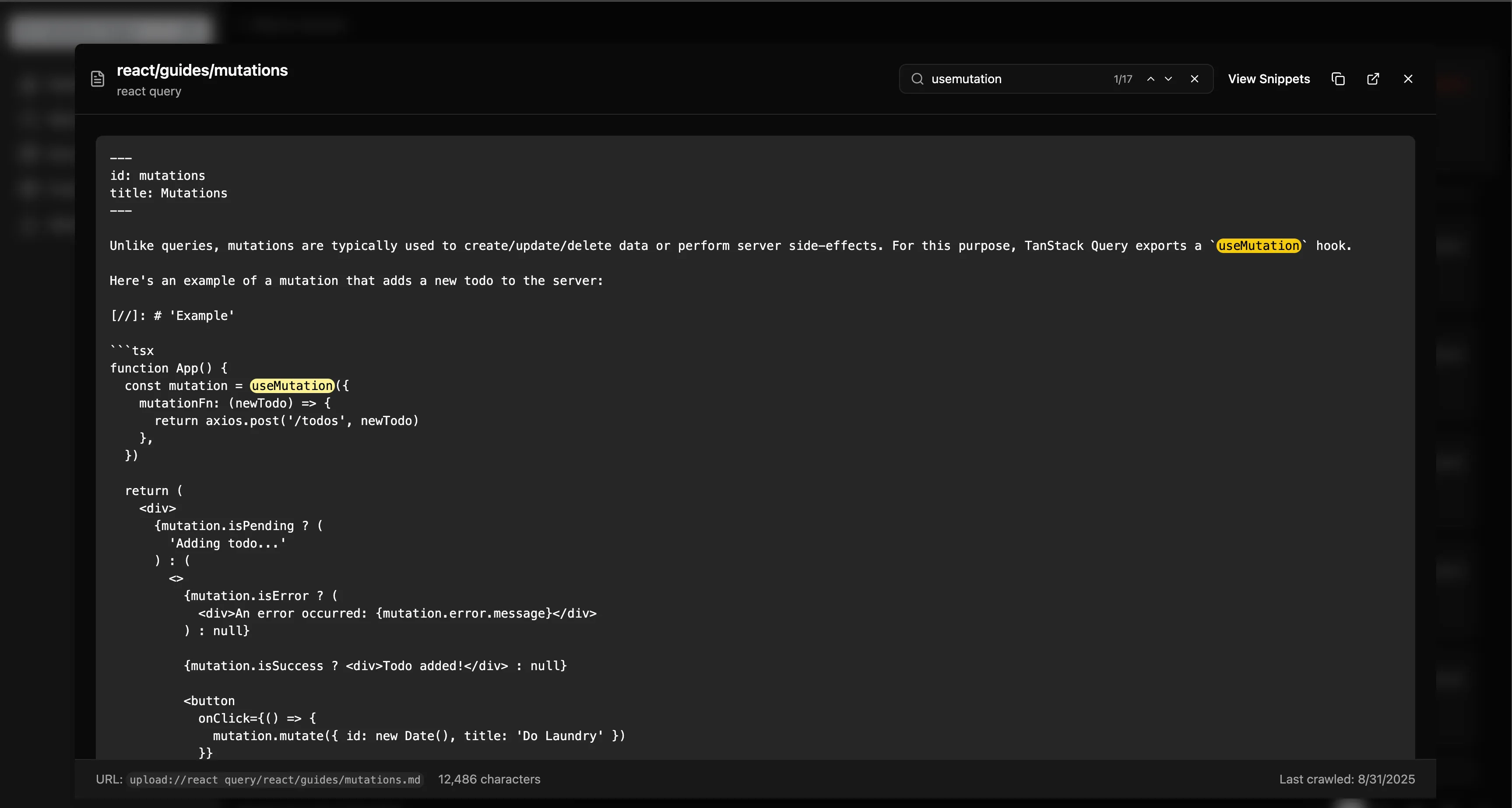 CodeDox Markdown Search