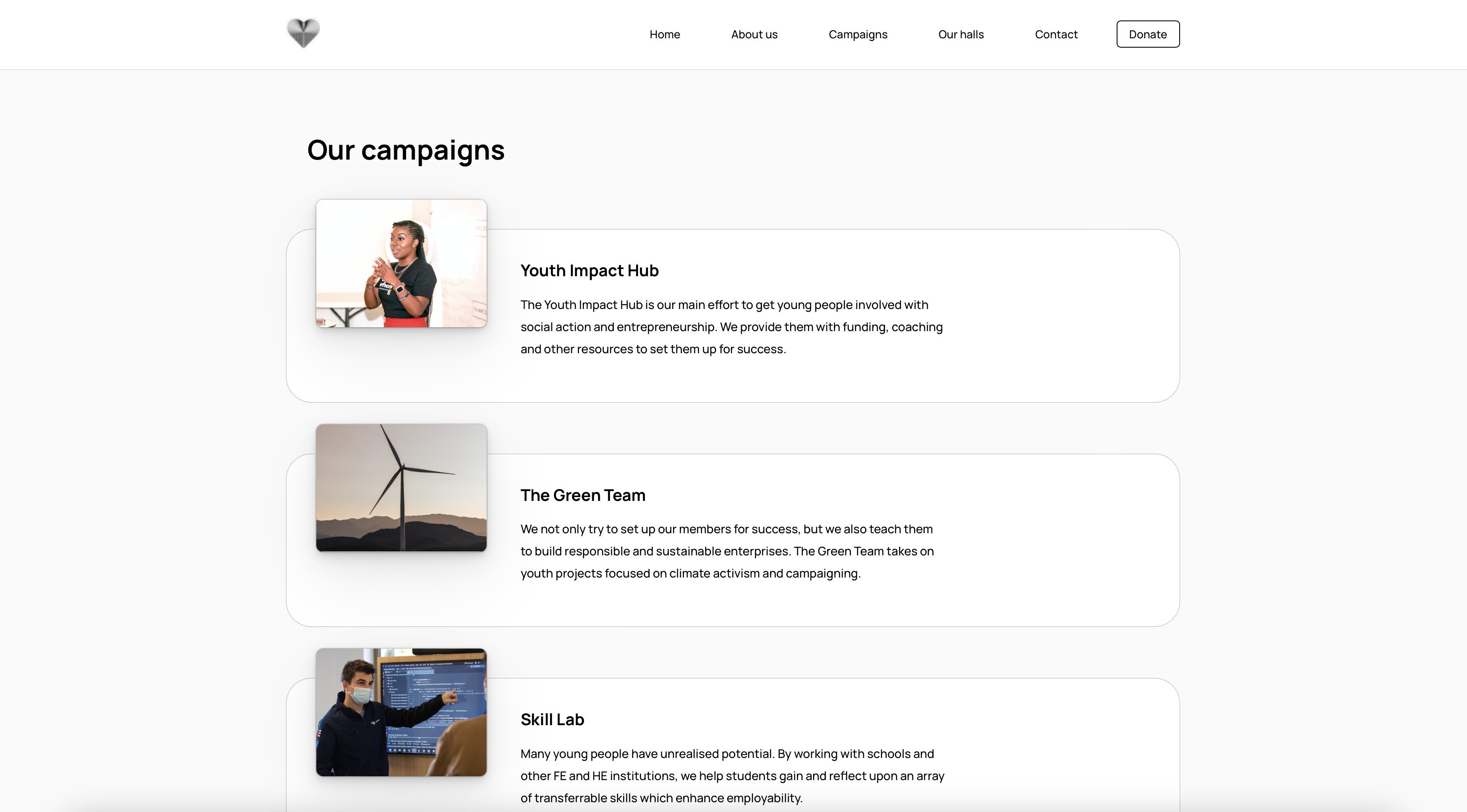 Campaigns page