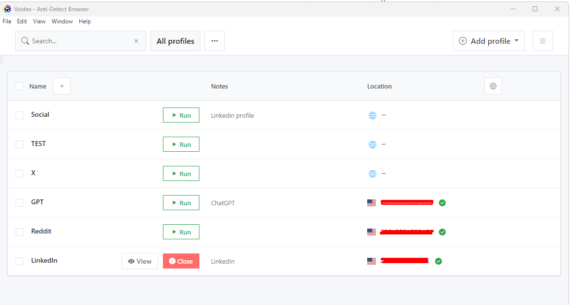Voidex Profile Manager