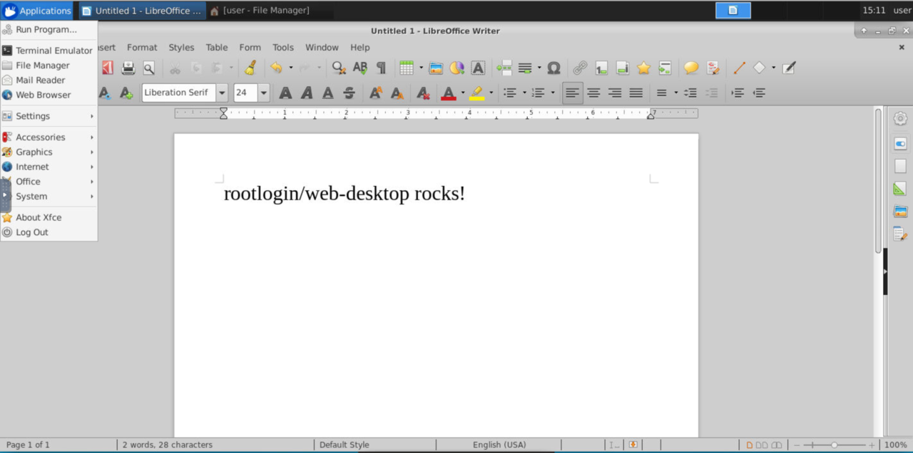 Screenshot of rootlogin/web-desktop