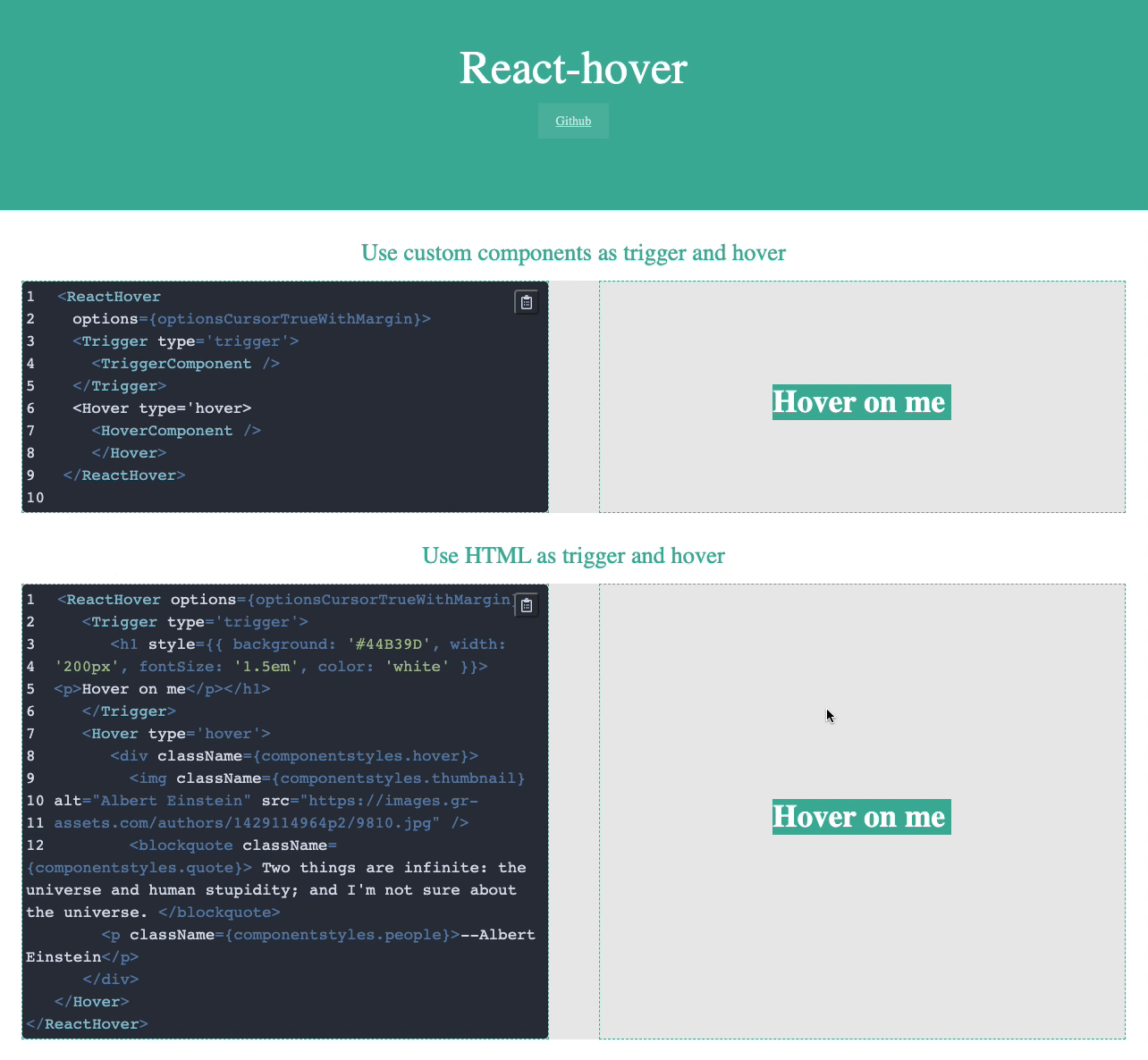React hover