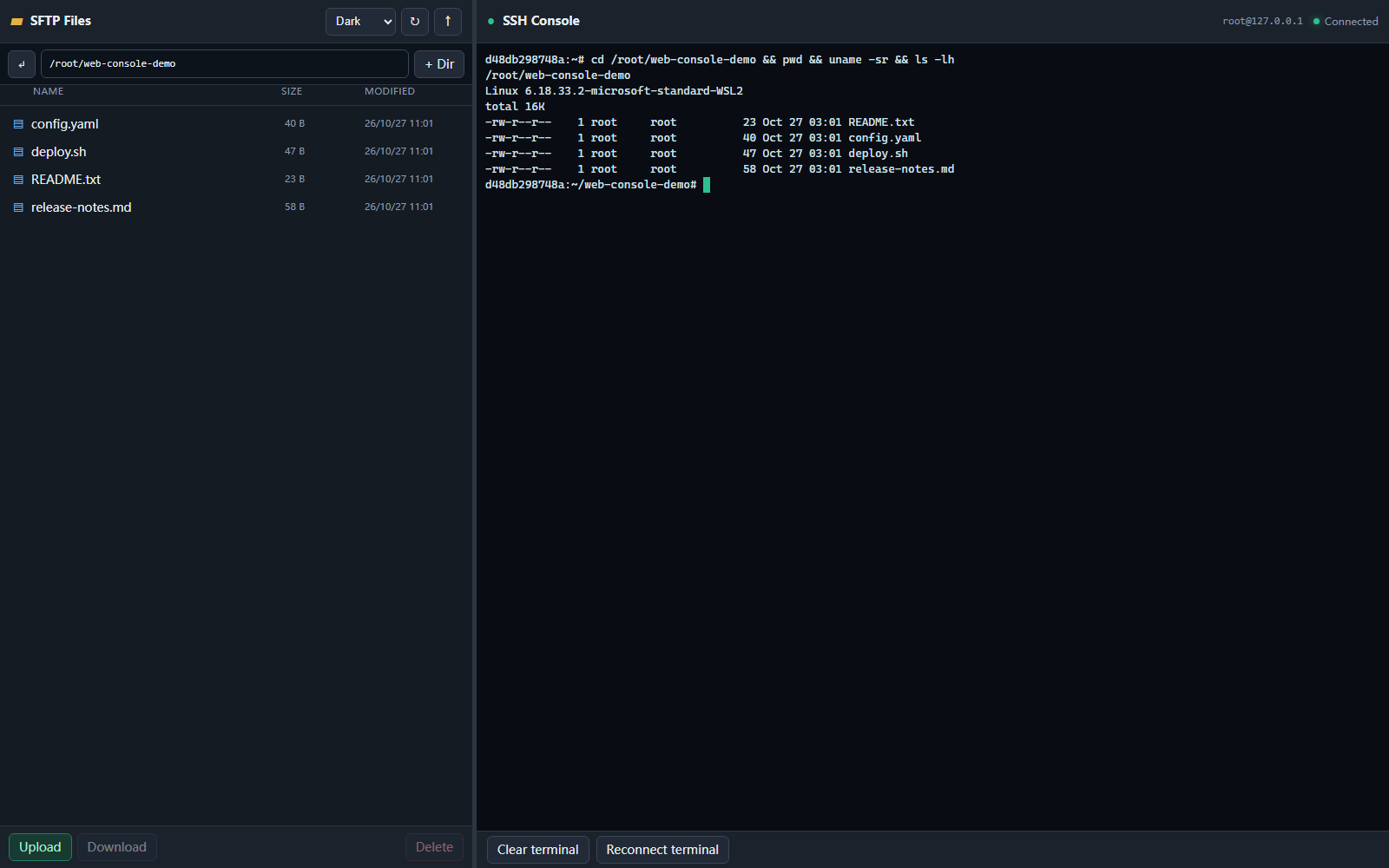 win-sshpass Web SSH console with SFTP file manager and terminal