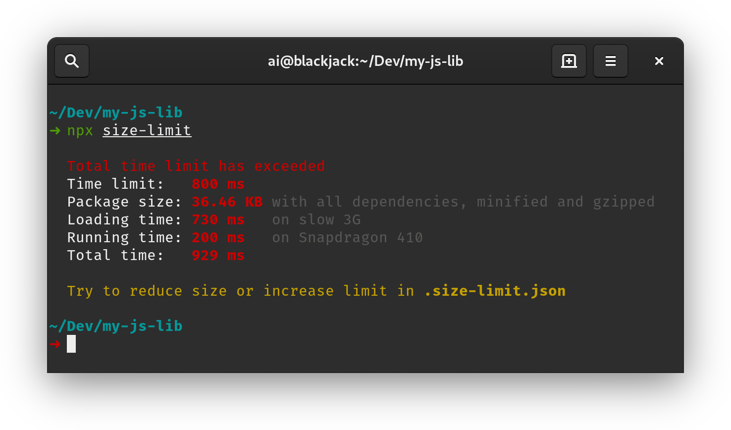 Size Limit CLI